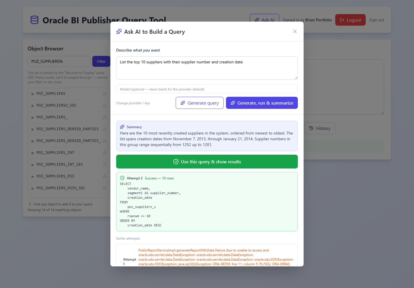 Fusion Query screenshot